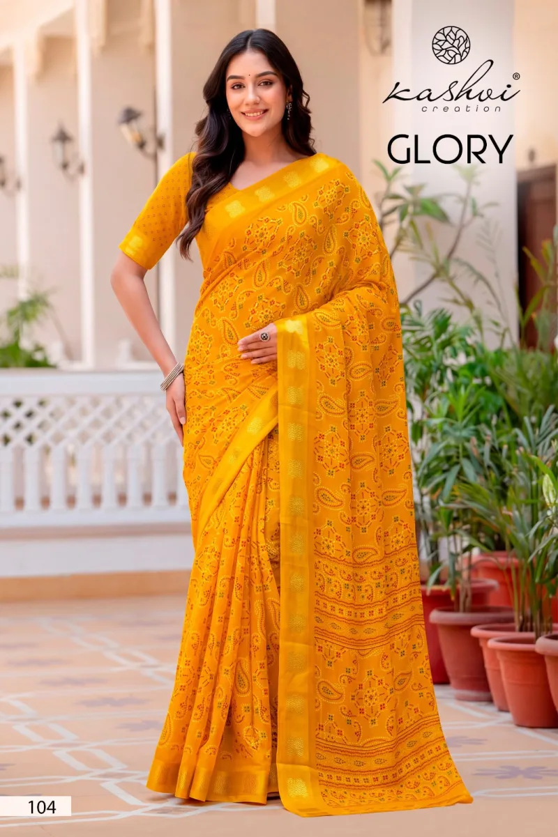 Glory By Kashvi Georgette Bandhej Saree